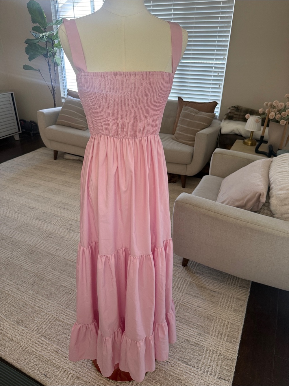 Zara Pink Maxi Sundress with Smocked Bodice